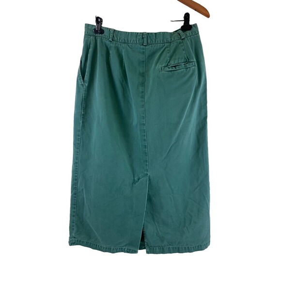 Lands End Cotton Maxi Skirt Straight Green Back Slit Pockets Womens Plus 16 Tall - Picture 4 of 10